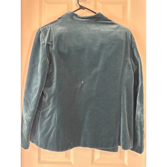 Vintage Tan Jay Womens 2-Piece Teal Velvet Blazer Skirt Set Cotton Blend Size 16 - Picture 3 of 13
